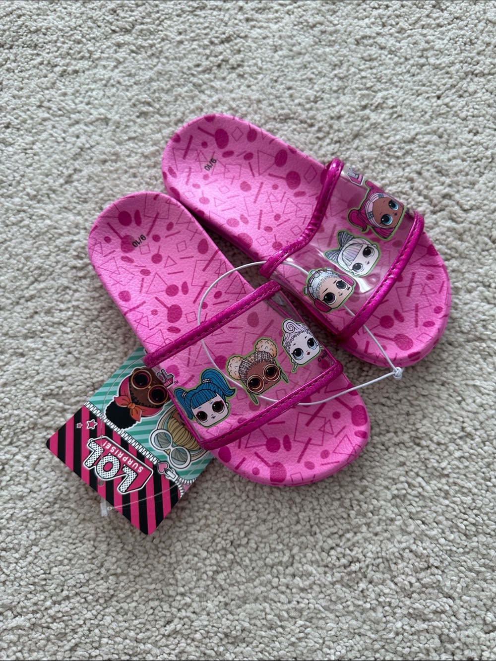 L.O.L. Surprise! Bright Pink Kids Slide Sandals with Character Print